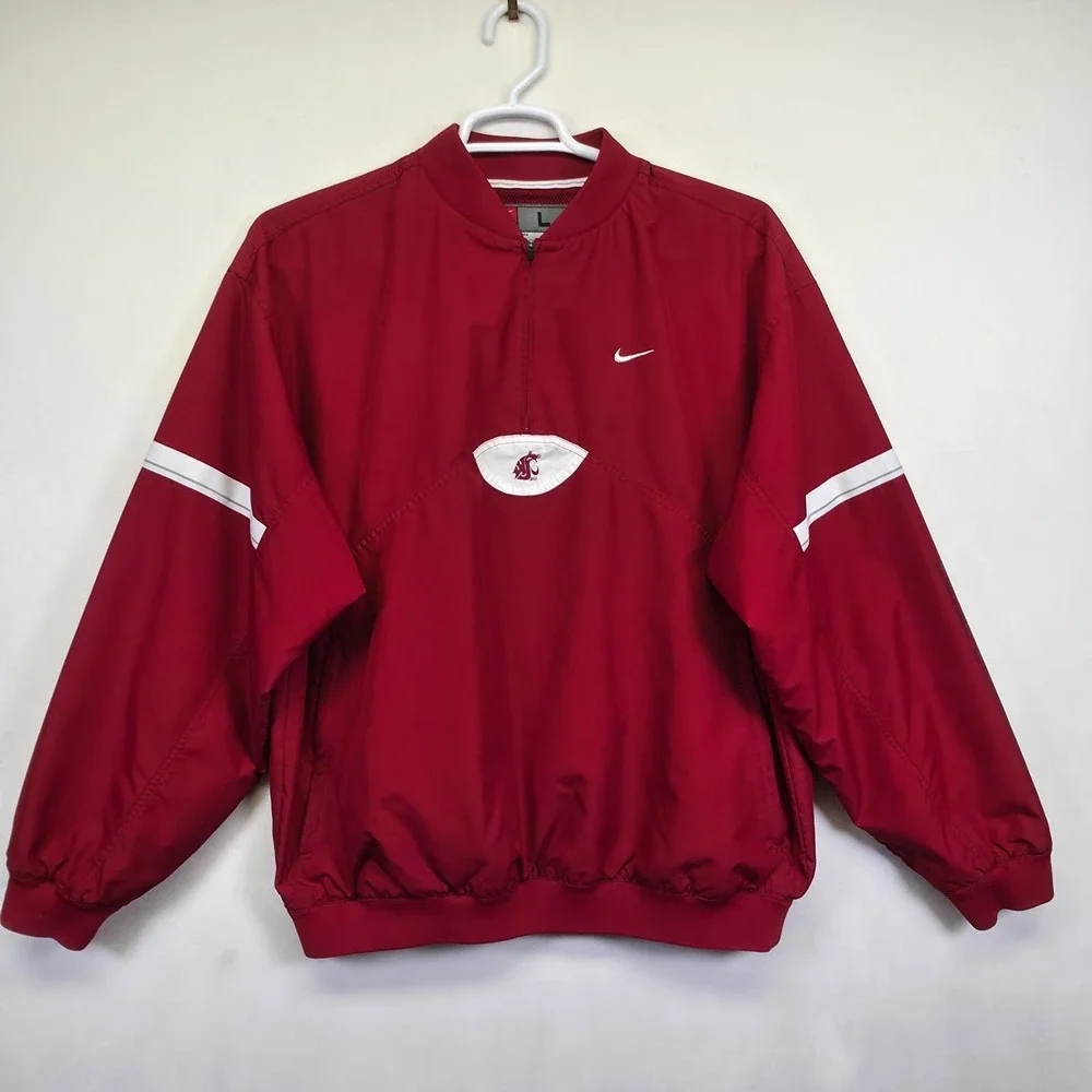 WSU Washington Cougars Nike Team Half Zip Pullover Windbreaker Jacket Men L Golf